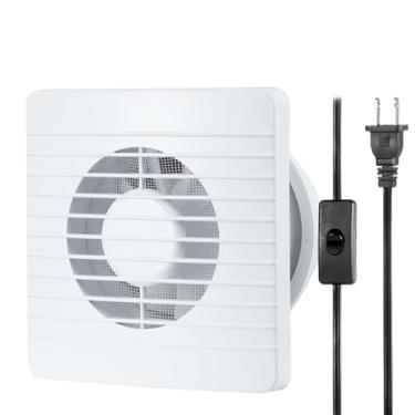 Imagem de Exaustor de 10 cm, exaustor de ventilação de parede de janela com interruptor de botão, cabo para cozinha, banheiro, oficina, garagem (painel de grades com malha)