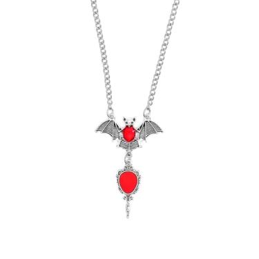 Imagem de Colar de morcego gótico feminino gótico preto vampiro colar vermelho coração sagrado caixão pingente colares grandes joias de Halloween acessórios grunge presente, Large, Metal, Sem Pedra Preciosa