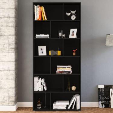 Imagem de Estante para Livros Xangai 10 Prateleiras Preto - Politorno, Preto