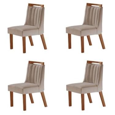 Imagem de Kit 4 Cadeiras Lottus Prêmio/Linho Bege - Lj Móveis, Bege, Moderno