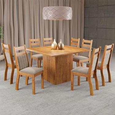 Imagem de Mesa de Jantar 8 Lugares Beirute Mel/Perola - Panorama Móveis, Bege, M