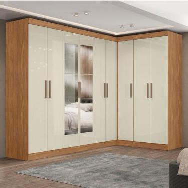 Imagem de Guarda-Roupa Casal Modulado Paris 9 Portas 2 Gavetas com Espelho Cinam