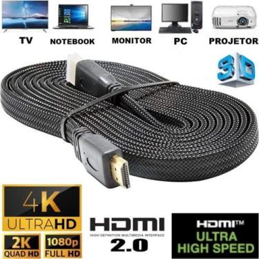 Imagem de Cabo HDMI 3 Metros 3m 4K 2.0 3D Full HD Conector Dourado para TV Video