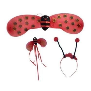 Imagem de Fantasia Infantil Asa De Joaninha Com Tiara E Varinha - Princess