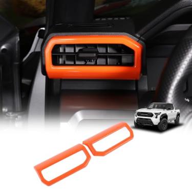 Imagem de Daeiclru Tampa decorativa A/C para saída de ar lateral do painel compatível com Toyota Tacoma 2024 2025, acessórios de acabamento da tampa da moldura da saída de ar condicionado do painel (laranja)