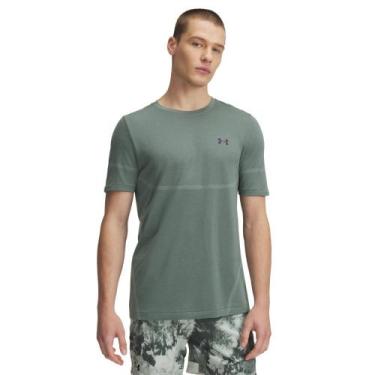Imagem de Camiseta de Treino Masculina Under Armour Rush Seamless Legacy, Verde,