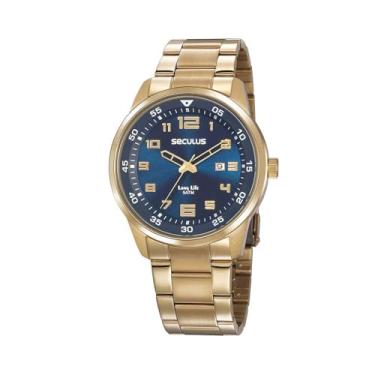 Imagem de Relógio Seculus Masculino Dourado Long Life 20802gpsvda2 Analógico 5 Atm Cristal Mineral