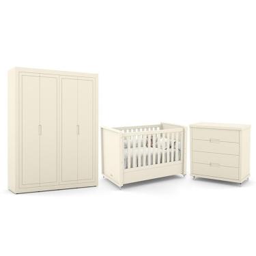 Imagem de Dormitório Tutto New 4 Portas, Cômoda 4 Gavetas E Berço Off White - Matic Móveis Off White