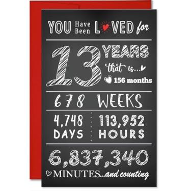Imagem de MegaCalendars Cartão de feliz aniversário com envelope autoadesivo para filha, filho, neto, neta, lindos designs de festa personalizados, cartolina premium 320 GSM, feito nos EUA - Você é amado há 13