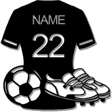 Imagem de Placa De Nome De Uniforme De Futebol Personalizado Com Luz Colorida, Placa De Monograma De Metal Decoração De Parede Presente Esportivo Personalizado, Black, 12in/30cm