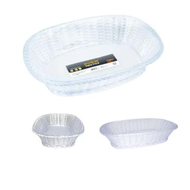 Imagem de Cesto Porta Pão Cristal Decorada Trança Oval Hotel Pousada