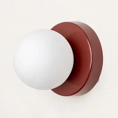Imagem de Luminária Arandela Paflon Jabuticaba 1 Globo de Vidro Alumínio Vermelho verde Preto Nude Rosa Base G9 12 CM (Vermelho)