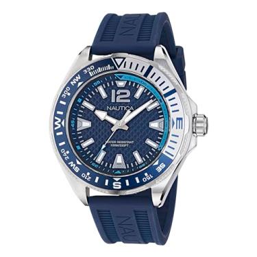 Imagem de Nautica Relógio masculino NAPCWF305 Clearwater Beach com pulseira de silicone azul, Azul