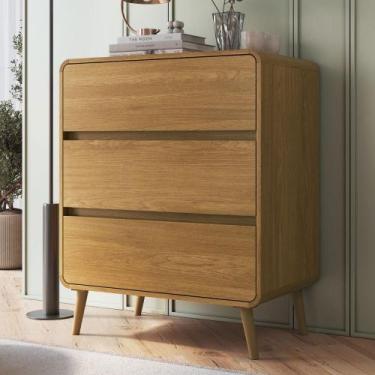 Imagem de Cômoda Infantil Curve 3 Gavetas Carvalho Xingu - Completa Móveis, Marr