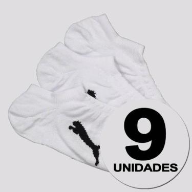 Imagem de Kit Meia Puma Sapatilha Invisível 9 Pares Feminina Branca, 34-39