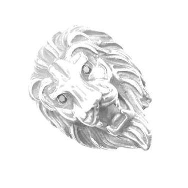 Imagem de Anel Leão Rei Prata Especial Gigante Olhos Negros 20934 - Usa Joias, P