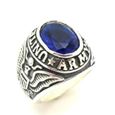 Imagem de Anel Força Armada Americana Safira Prata de Lei 20102 - Usa Joias, Pra