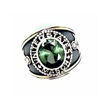 Imagem de Anel Maçonaria Turmalina verde Prata de Lei 02714 Tu - Usa Joias, Prat
