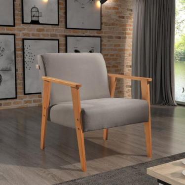 Imagem de Poltrona de Madeira Eucalipto, Com Braço e Estofada Perla - Agarb Deco