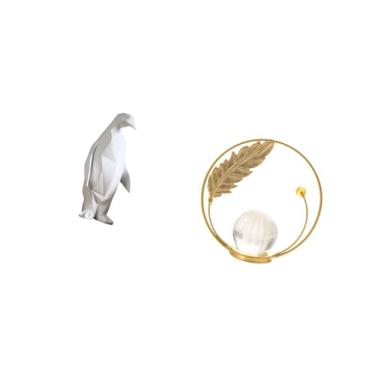 Imagem de Fenteer Estatueta de Animal de Metal em Resina de Cristal Pinguim, Ornamento Decorativo Colecionável, Estátua para Inauguração de Casa, Mesa, Quarto, Escritór