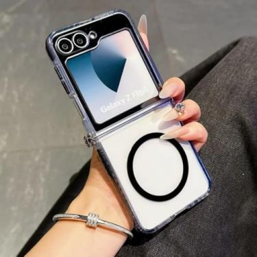 Imagem de Capa magnética transparente para Samsung Galaxy Z Flip6, capa à prova de choque (para Samsung Galaxy Z Flip6/preta)