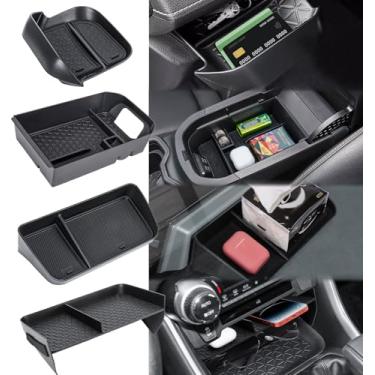 Imagem de Neepiar Organizador de console central de 4 peças, compatível com Toyota RAV4 2019-2025, caixa de armazenamento secundário, acessórios de bandeja de armazenamento (não serve para tela multimídia de 26