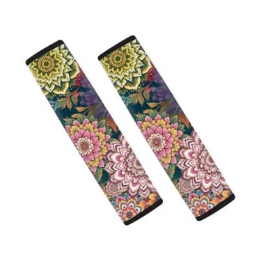 Imagem de Horeset Capas de cinto de segurança Dahlia almofadas para adultos e crianças, capa respirável para cinto de segurança para a maioria dos caminhões SUV Sedan