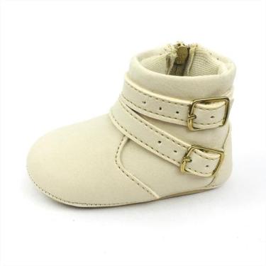 Imagem de Botinha Bota Feminina Menina Bebê Recém Nascido Fivela Lateral Zíper -