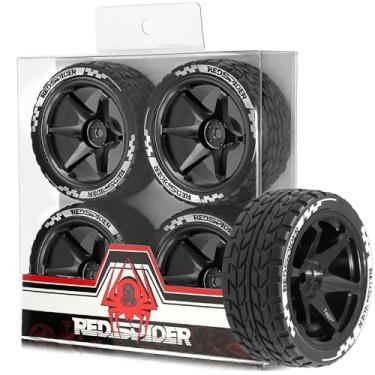 Imagem de 1/10 RC On Road Tires OD 2.55'' and Aluminium Street Wheels 4PCS 12mm Hex Touring Tyres for 1:10 Rally Racing Drift Car Tamiya TT01 TT02 XV01 HPI KYOSHO HSP PTG2 Traxxas TA06 A959 (Black)