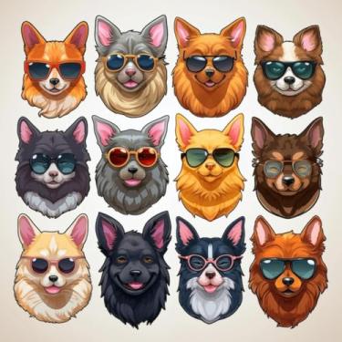 Imagem de Adesivo de Parede Kawaii com Cachorros Fofos para Quarto Infantil Decoração de Caderno e Parede 50x50cm