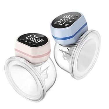 Imagem de Bomba Tira-Leite Elétrica Portátil, Recarregável USB, Silenciosa com Display Digital, Sistema de Sucção Ajustável para Amamentação Materna, Branco e Azul