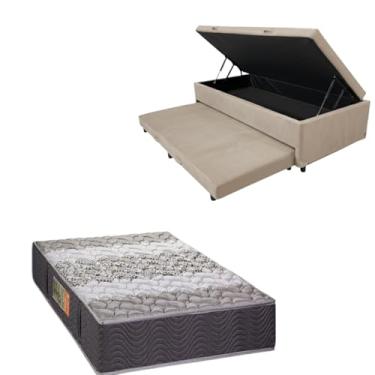 Imagem de Bicama Box Baú com Colchão de Espuma Orthopedic - Solteiro 88x188 (SUEDE BEGE)
