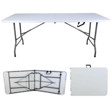Imagem de Mesa Dobrável Vira Maleta Portátil Jardim Camping 1,80m (Branco)
