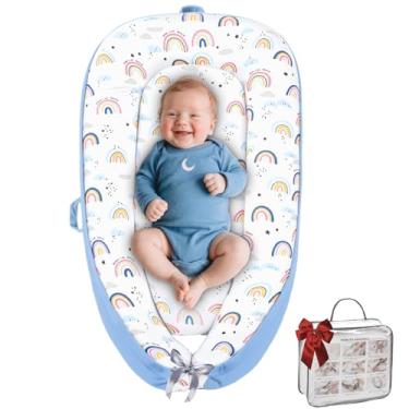 Imagem de Espreguiçadeira, travesseiro para recém-nascidos de 0 a 24 meses, ninho macio e respirável premium, espreguiçadeira para bebês meninos e meninas, espreguiçadeira portátil para viagens e casa.