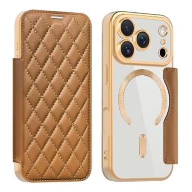 Imagem de Capa carteira magnética para Apple iPhone 17 Pro Max, capa traseira transparente de couro PU com bloqueio de RFID, compatível com carregamento sem fio Magsafe, capa antiarranhões para iPhone 17 Pro