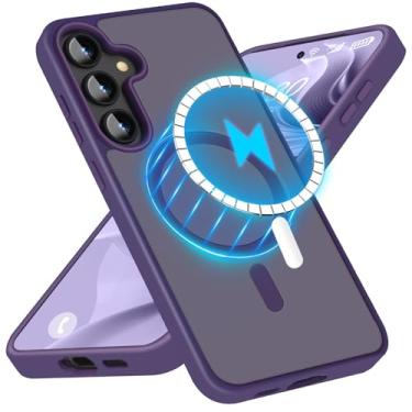 Imagem de Joyinteng Capa de telefone para Samsung Galaxy A35 5G capa magnética mais forte atualizada para MagSafe, sem impressões digitais/arranhões translúcido PC traseiro TPU bumper capa fina resistente para