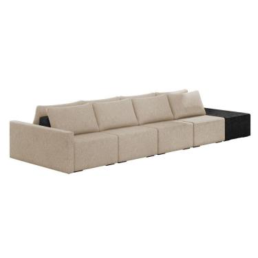 Imagem de Sofá Ilha 4 Lugares Living 432cm Modulado Lary Linho Pu Pto K01 Cor Bege