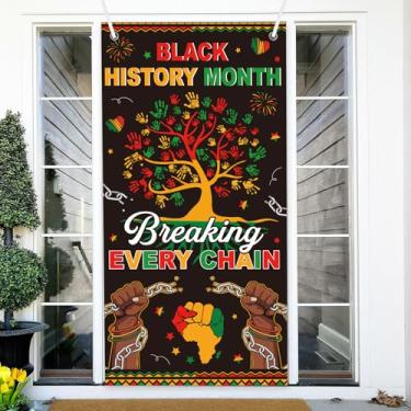 Imagem de Inisajace Capa de porta do mês da história negra - decorações do mês da história negra, BHM grande placa de porta da frente pano de fundo suprimentos de decoração, decoração de porta de sala de aula