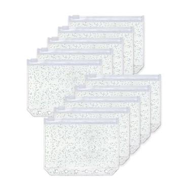 Imagem de XiowDow 10 peças de bolsos para fichário A7 transparentes envelopes de enchimento de dinheiro bolsa de plástico com zíper protetores de folha de PVC para fichários de orçamento de dinheiro inserções