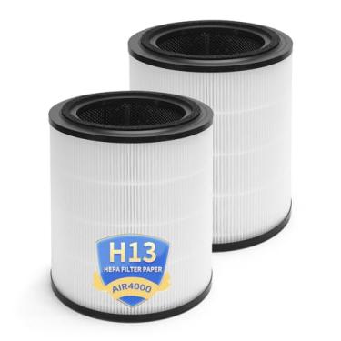 Imagem de Filtro de substituição 4000 compatível com purificador de ar Bosch 4000, filtro de carbono ativado HEPA 3 em 1, pacote com 2