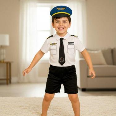 Imagem de Fantasia Infantil Piloto De Avião - Macacão C/ Cap - Pequenos Encantos