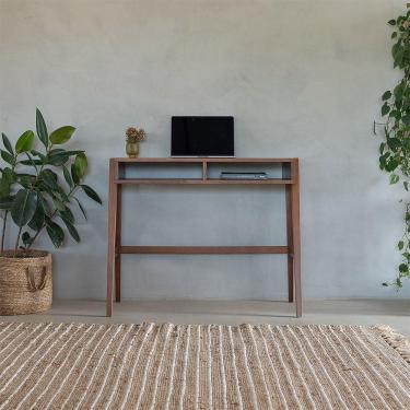 Imagem de Mesa Escrivaninha Cwb Em Madeira Verniz Castanho