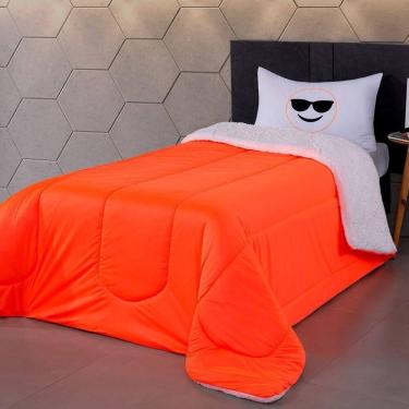 Imagem de Coberdrom Edredom Solteiro Fluorescente Porta Bordado - Laranja