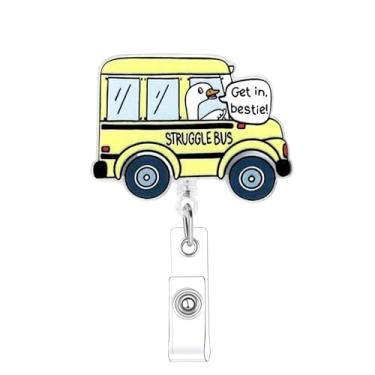 Imagem de Struggle Bus Carretel de crachá retrátil engraçado clipe retrátil clipes de crachá de enfermagem para estudantes de enfermagem RN CNA LPN trabalhador médico e professor
