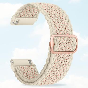 Imagem de Pulseira esportiva de nylon trançado elástico de 20 mm e 22 mm, liberação rápida, ajustável, compatível com Samsung Fitbit, substituição confortável para homens e mulheres (pontos vermelhos de damasco