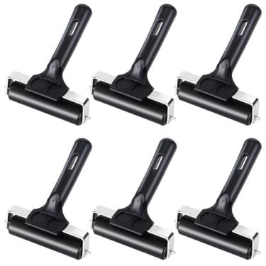 Imagem de WEBEEDY 6 peças de rolos de borracha preta, rolos de tinta de 4,2 polegadas para artesanato, tinta, colagem, estampagem, papel de parede, scrapbooks, Natal, faça você mesmo, projetos de artesanato