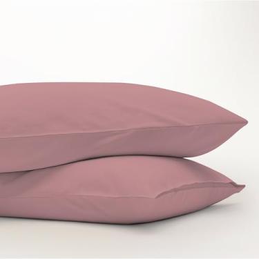 Imagem de QUEENSBAY Conjunto de 2 fronhas Queen, resfriamento, fecho de envelope, fácil de cuidar, confortável, microfibra macia respirável, sem rugas, tamanho padrão, 50 x 76 cm, rosa empoeirada