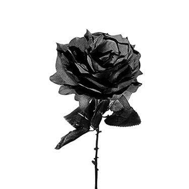 Imagem de Cocoarm Flor de Seda Artificial, 10 11cm Black Rose Faux Flower para Home Decor Wedding Centerpiece Arranjo Mesa Com Pétalas (6)