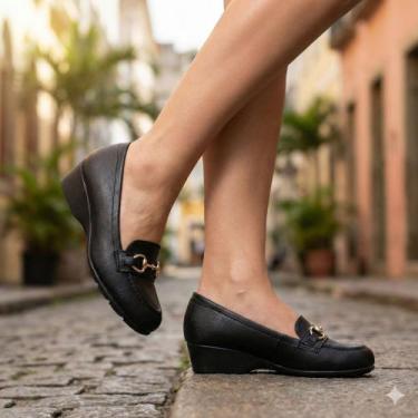 Imagem de Sapato Feminino Modare Salto Anabela Fivela Preto, Preto, 37