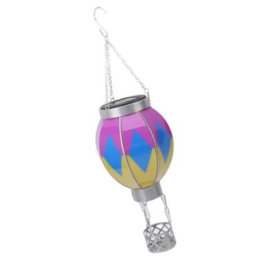 Imagem de TOPINCN Balão de Ar Quente Lanterna Solar, Ferro Portátil Pendurado Luz Decorativa Ao Ar Livre Com Desligamento Automático, Lâmpada para Pátio Jardim Acampamento (S)